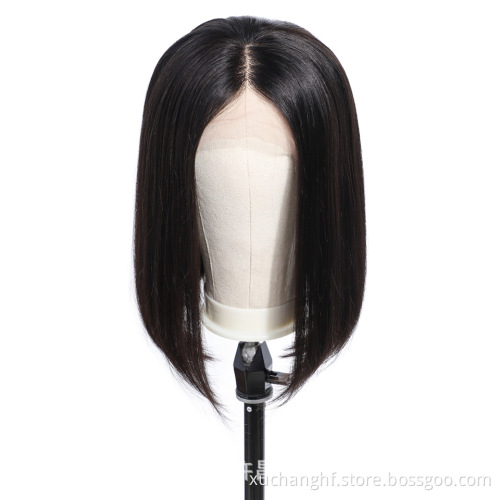 Bob Lace Front Wig Human Hair New Arrival Wholesale Price Middle Part 8 Inch Remy Hair Hair WEAVING Silky Straight Wave >=45%
